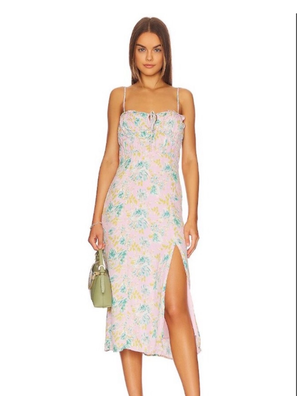 ASTR THE LABEL Verana Dress in Pink Turquoise Floral Size Medium